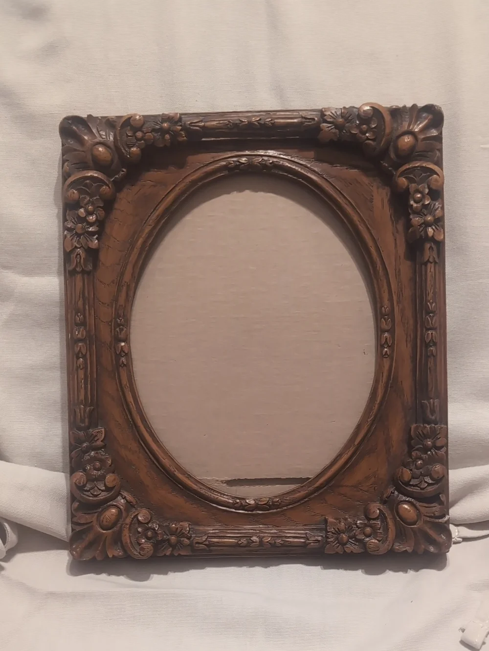 Vintage Carved Wood Floral Photo Frame